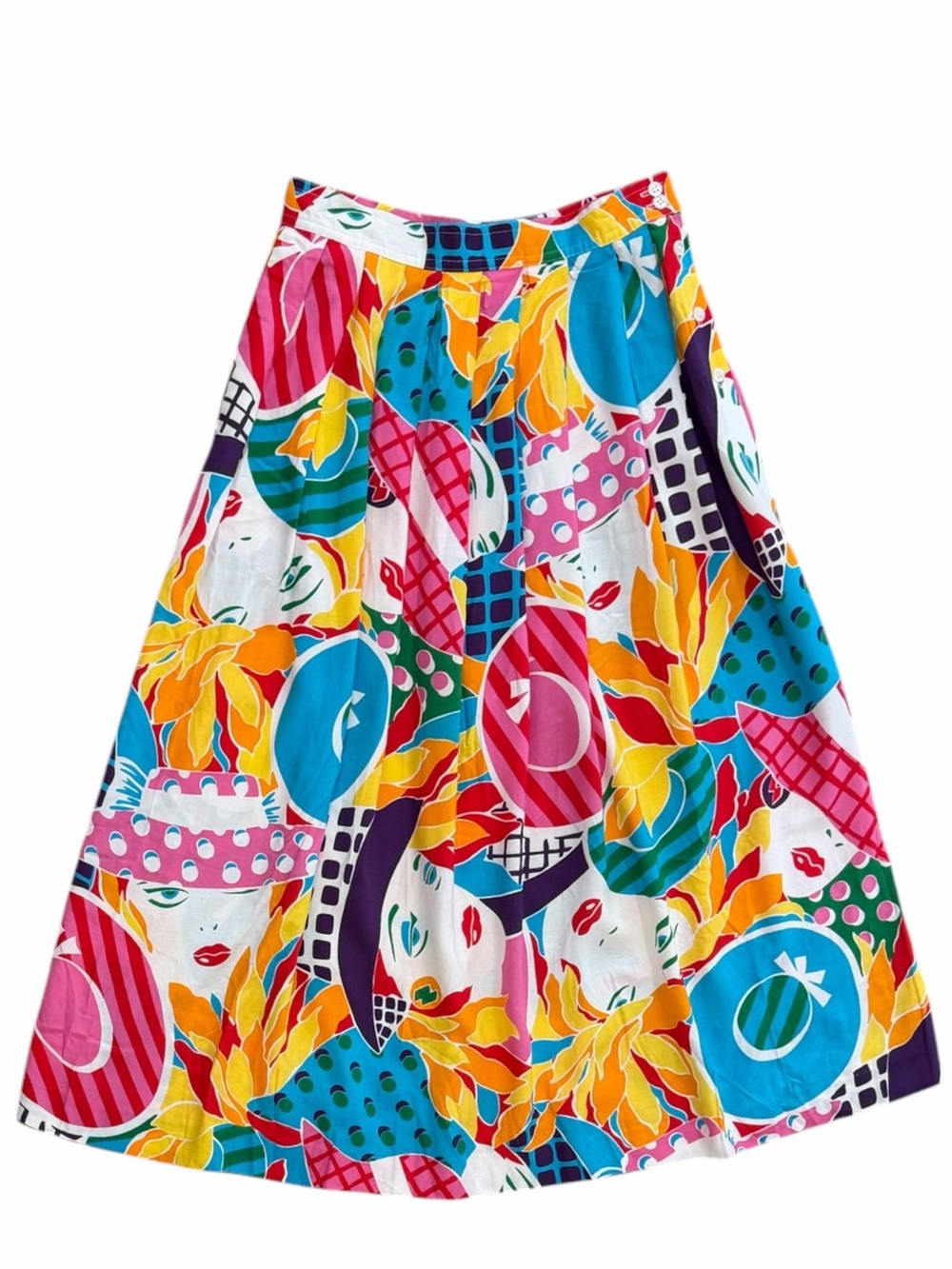 Vintage 80s Davidson Road Pop Art Pleated Midi Skirt